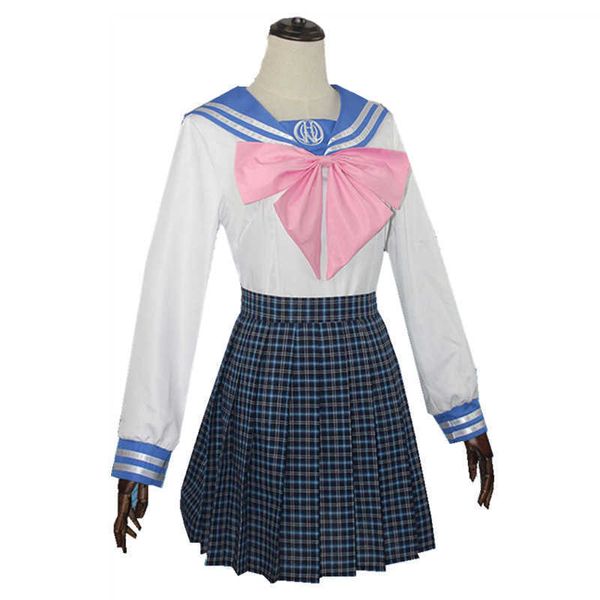 Anime Super Danganronpa Maizono Sayaka Cosplay Trajes Girl School Uniforme Mulheres Saia Set Halloween Roupas Vestido Y0913