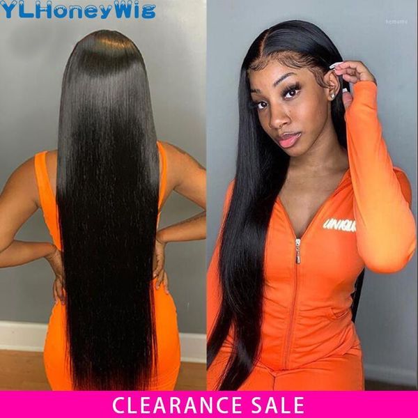 

40inch lace front wig straight human hair wigs 30 32 34 36 inch long frontal 13x4 pre plucked1, Black;brown