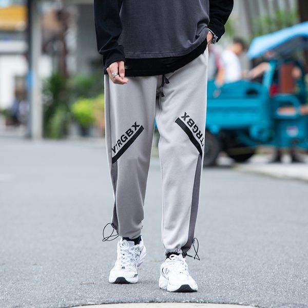 

men's pants men casual sweatpants high street hip hop printed joggers spring autumn mens trousers drawstring harem wt7a, Black