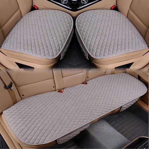 

car seat covers flax cover four seasons front rear linen fabric cushion breathable protector mat pad auto accessories universal size
