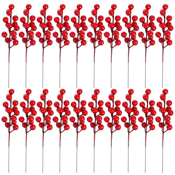 

christmas decorations 20pcs xmas artificial berry branches decorative props diy flower arrangement
