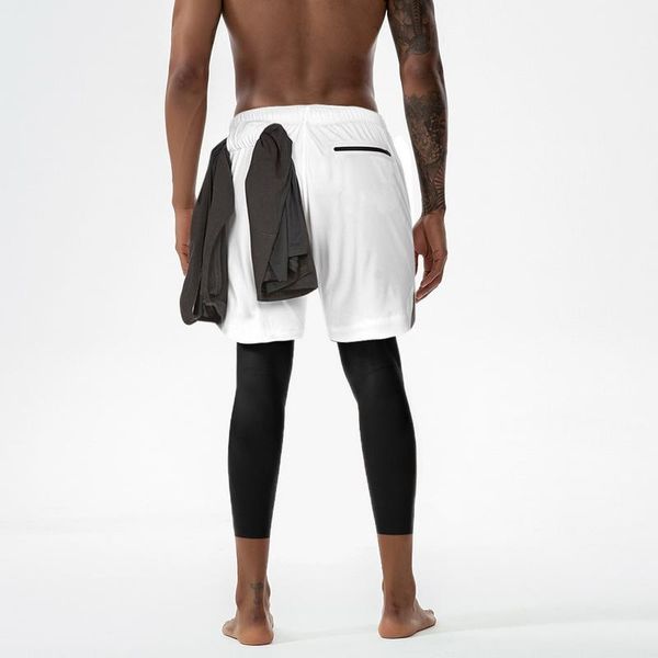 

men's shorts 2 in 1 pants tights yoga trousers breathable running leggings male gym sport joggers exercise, White;black