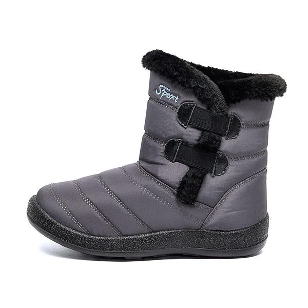 

boots women classic snow ladies solid keep warm non slip zip sewing cotton shoes female outdoor casual footwear winter plus size, Black