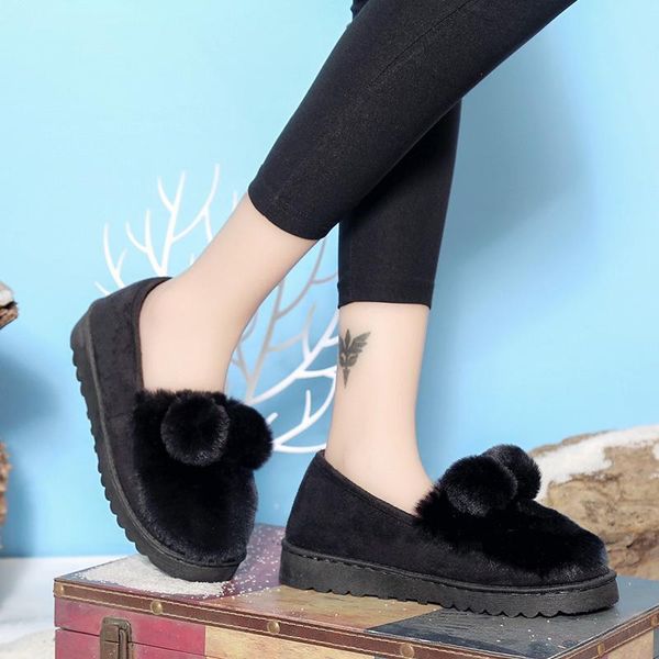 

slippers 2021 casual female winter warm home indoor fur red black flat thick shoes house slipper lady flats ad435