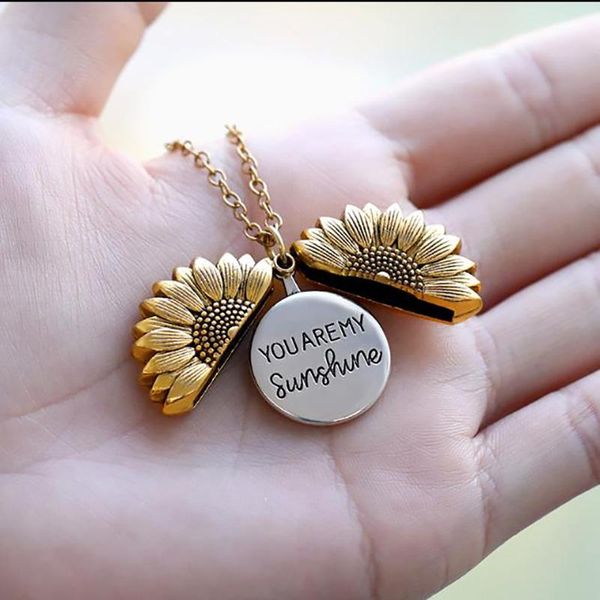 

chains you are my sunshine sunflower necklace, Silver