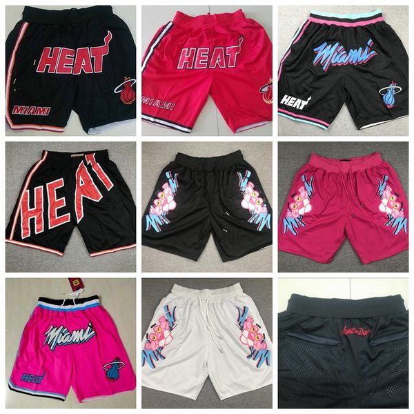 

men miami's heat's just don basketball shorts exquisite embroidered fabric pocket pants