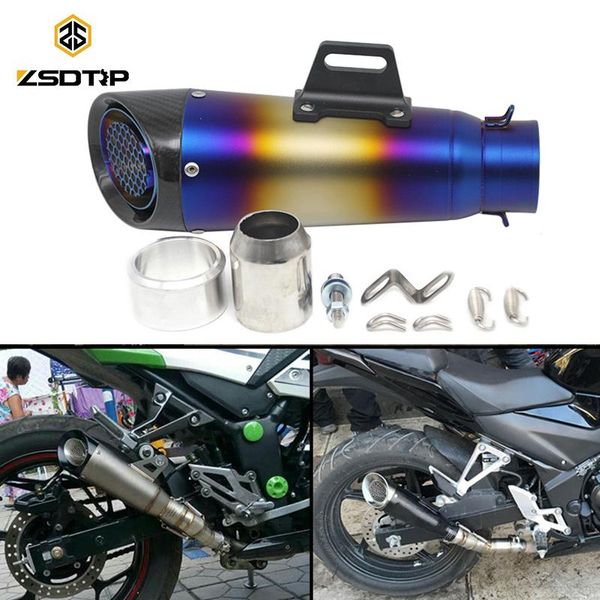 

motorcycle exhaust system zsdtrp 60mm inlet universal pipe sc gp carbon fiber racing muffler cb400