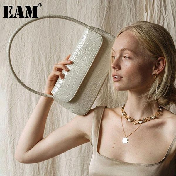 

evening bags [eam] women crocodile pattern vintage handbag pu leather flap personality all-match shoulder bag fashion tide 2021 18a3277