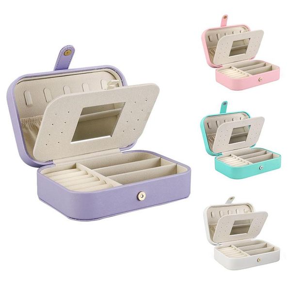 

jewelry pouches, bags double travel cases for women portable storage box with mirror small boxes & organizers, Pink;blue