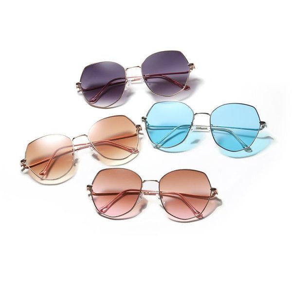 

seemfly polygonal sunglasses uv400 protect sun glasses for women men metal frame vintage multi-color lens eye protection, White;black
