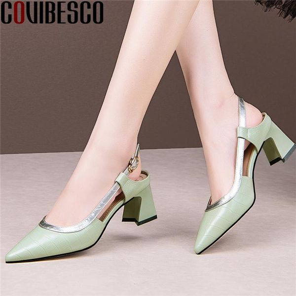 

sandals covibesco women slingbacks mixed colors genuine leather pointed toe pumps high heels shoes woman office spring summer, Black