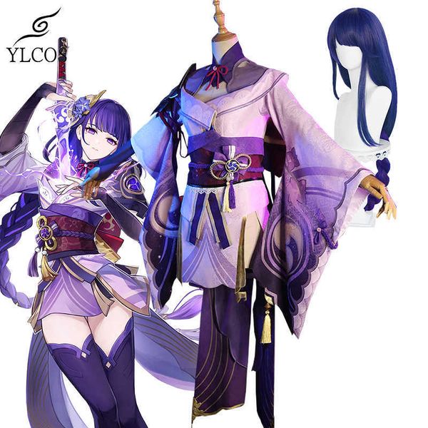 Oyun Genshin Impact Raiden Shogun Baal Cosplay Costume Cadılar Bayramı Parti Elbisesi Kadınlar için Tam Set Y0903