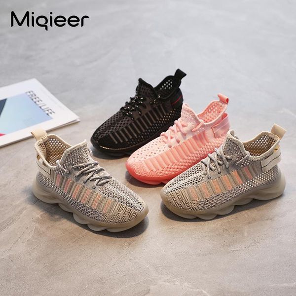 

children sneakers kids soft bottom non-slip running sports shoes fashion knitting breathable mesh boys girls casual athletic & outdoor, Black