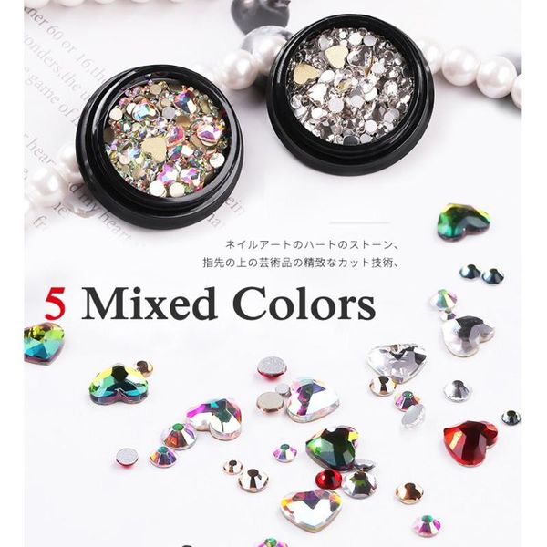 

nail art decorations mixed ab rhinestone glitter sequins color 3d love heart manicure face body adornment crystal gems, Silver;gold