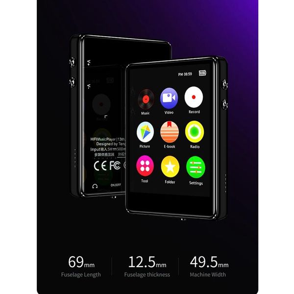 

full screen mp3 player bluetooth 5.0 hifi music student ultra thin loseless audio usb 2.0 8g black & mp4 players