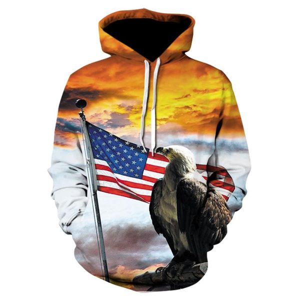 

men's hoodies & sweatshirts spring and autumn 3d fun design usa flag hoodie fashion women's sports street wear skateboardthin swea, Black
