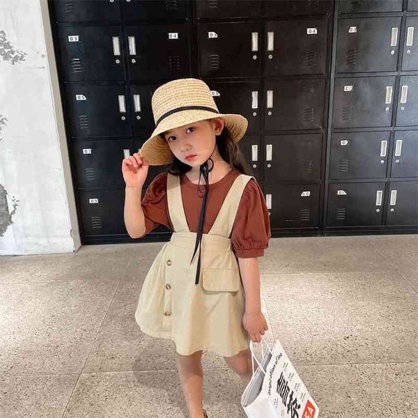 

summer arrival girls fashion 2 pieces suit overalls dress clothing 210528, White