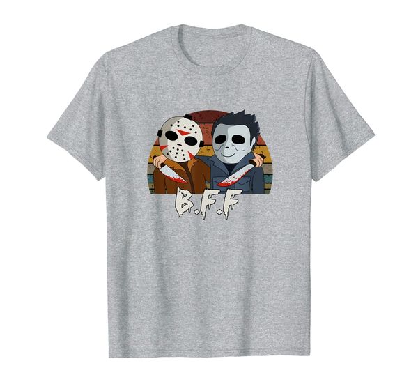 

bff jason michael horror killer thriller t-shirt, White;black