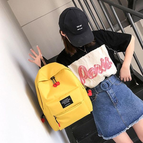 

school bags d0ud leather patch girls nylon travel backpack casual daypack