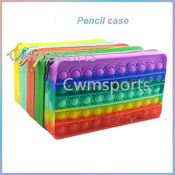 

us stock fidget toys pencil case colorful push bubble sensory squishy stress reliever autism needs anti-stress rainbow toy for children scho
