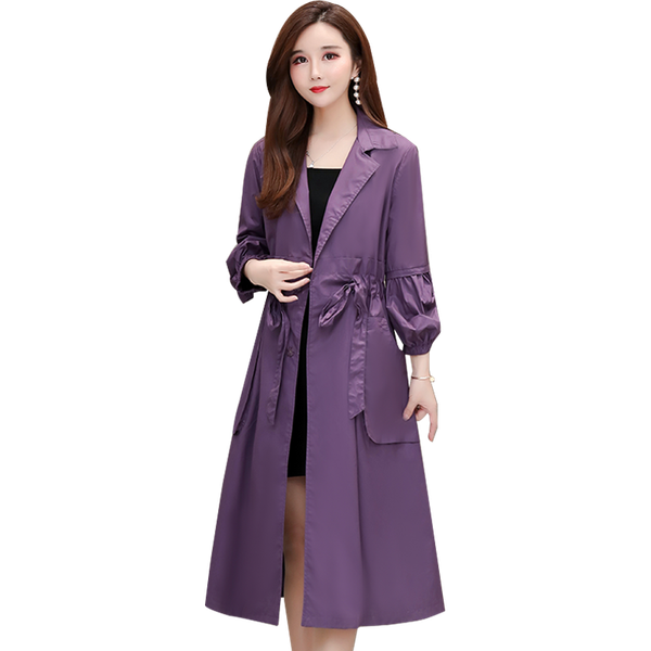 

women's trench coats plus size -5xl coat women 2021 spring autumn long windbreaker adjustable waist slim jacket female fashion, Tan;black