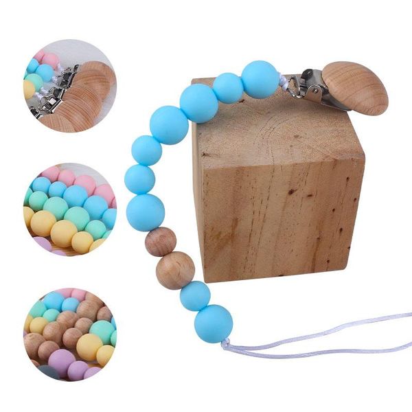 

pacifiers# 1pc born feeding pacifier baby wooden beaded clip chain nipple holder