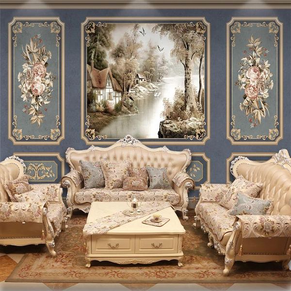 

wallpapers european style retro wallpaper 3d art flowers landscape po mural living room bedroom blue luxury home decor wall papers 3 d