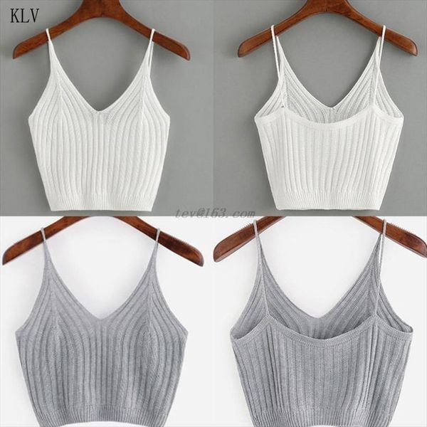 

fashion summer basic women tank strappy sleeveless racerback crop casual ribbed knit solid color, White