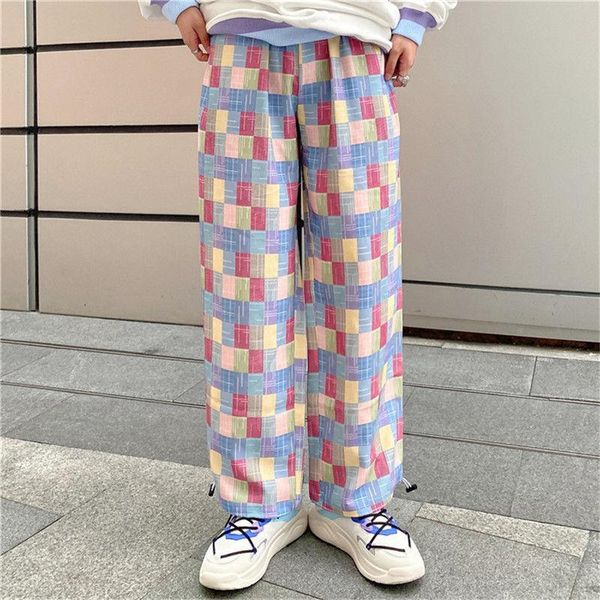 

women's pants & capris loose hip hop plaid fashion girl japanese vintage summer cool punk casual funny trousers gothic harajuku basic, Black;white