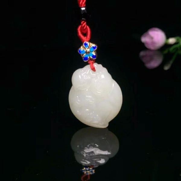 

lockets h44#exquisite hetian yushou peach pendant, Silver