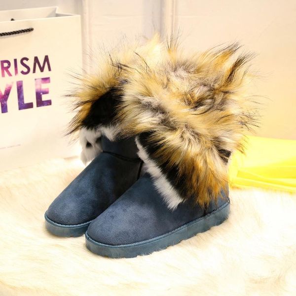 

boots fashion faux hair women's winter ankle ladies snow the tube cotton comfortable warm women, Black