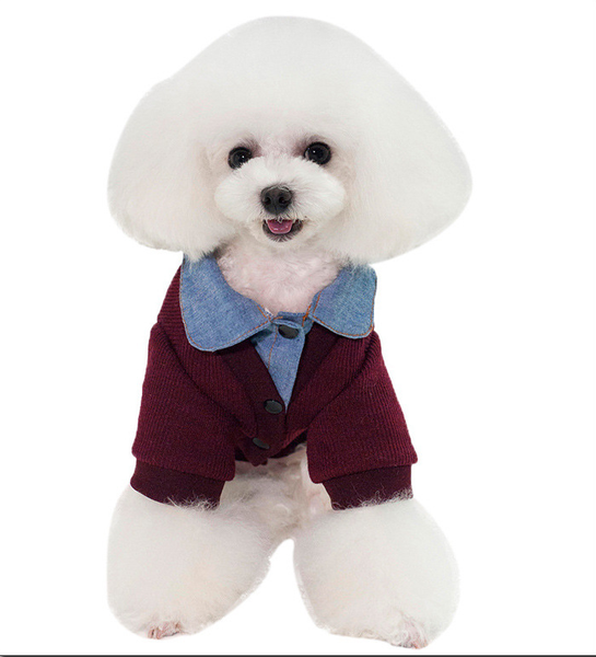 

dog clothes jeans collar pet korean fake two apparel
