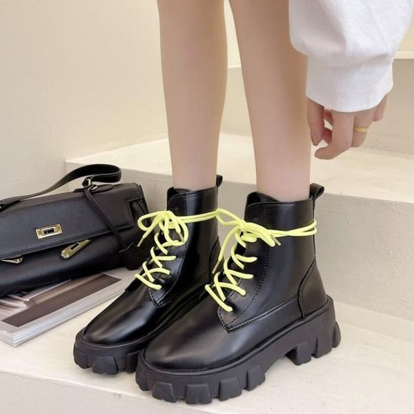 

boots pink girl series trend ankle 2021 female high fashion leather shoes platform black gothic