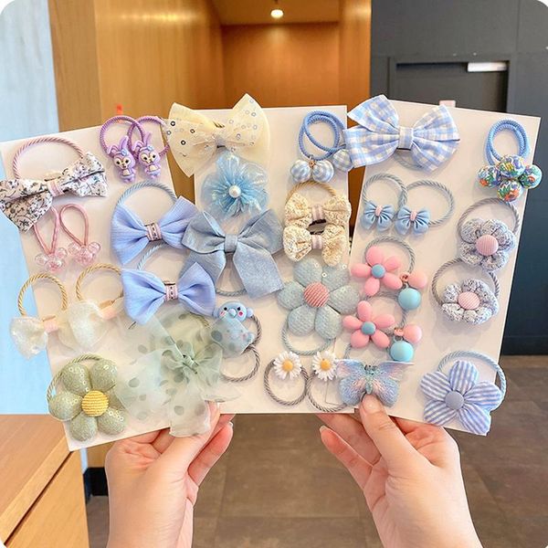 

hair clips & barrettes cute princess children head rope set lace bow rope, does not hurt the elastic girl accessories, Golden;silver
