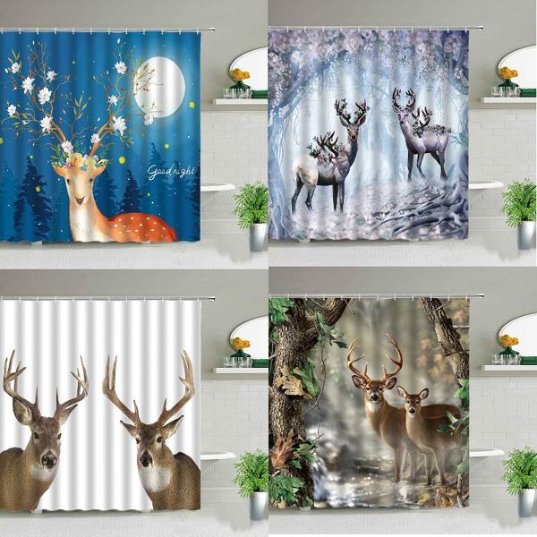 

shower curtains cartoon elk fawn curtain for bathroom bath