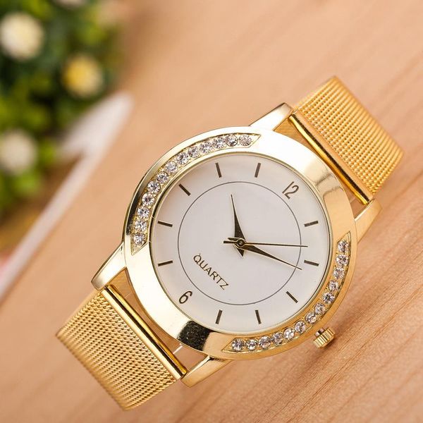 

luxury women watch fashion crystal silver stainless steel analog quartz female causal simple clock relogio feminino wristwatches, Slivery;brown