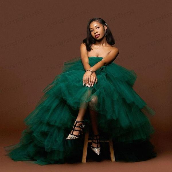 

casual dresses 2021 trend high low tulle party women plus prom gowns fashion dress long extra ruffle robes, Black;gray