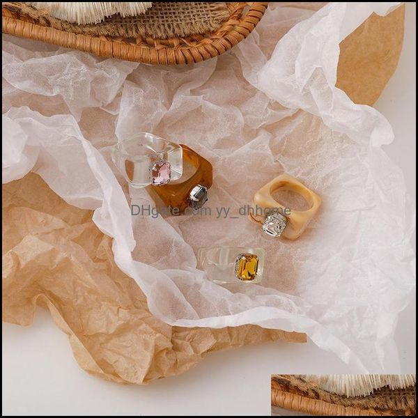 

cluster jewelrycluster rings lovoa charming irregar geometric for women chic transparent brown color resin arcylic chunky ring minimalist je, Golden;silver