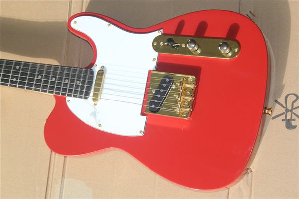 

6 strings metallic red electric guitar with maple fretboard