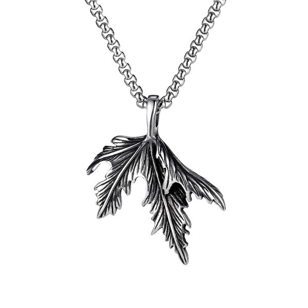 

mens necklaces pendants sweater chain sliver stainless steel choker leaf tag hip pop punk style luxury jewelrys to boys loves gifts gx1939, Silver