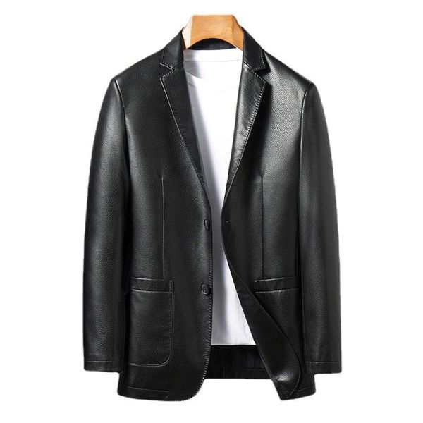 

men's jackets 99767 fashion spring&autumn clothing plus size 2021 leather men's suit sheepskin jacket, Black;brown