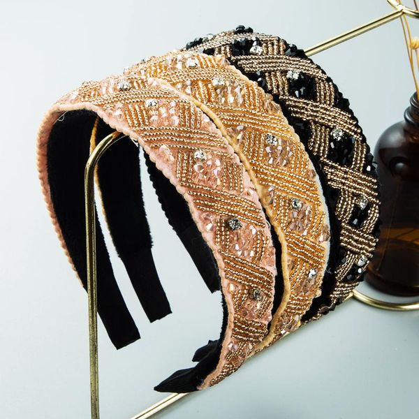 

hair clips & barrettes vintage baroque colorful crystal headband for woman elegant hand made seed beaded hairband girls party accessories he, Golden;silver