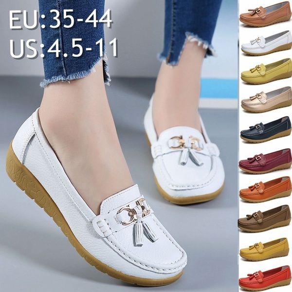 Neue Mode Frauen Leder Casual Schuhe Plus Größe Wohnungen Schuhe Damen Nicht Slip Einzelnen Schuhe Weiche Slipper EU35-43