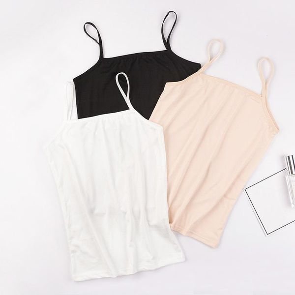 

camisoles & tanks women classic solid color all-match base vest female 2021 summer girl strap cotton sleeveless thin camisole, Black;white