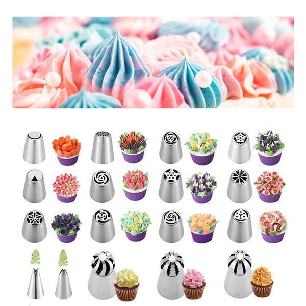 

cookie tools 31pcs russian piping tips deluxe cake decorating genuine icing nozzles ball frosting baking bakeware cupcake moulds