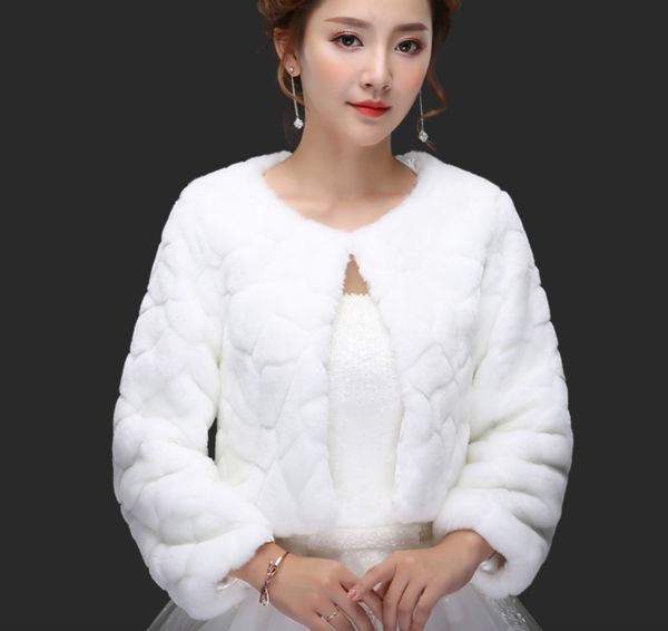 

white/red winter wedding wraps bridal faux fur women bridal jacket party coat