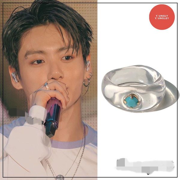 

cluster rings kpop bangtan boys jk same ring 2021 europe and south korea transparent irregular couple student ewelry, Golden;silver