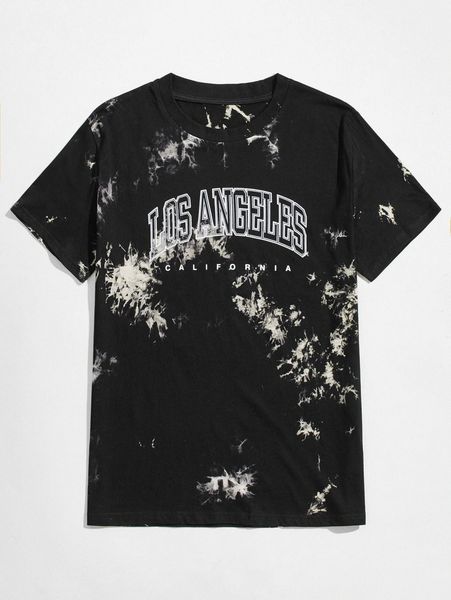 

romwe guys letter tie dye tee l8r0#, White;black