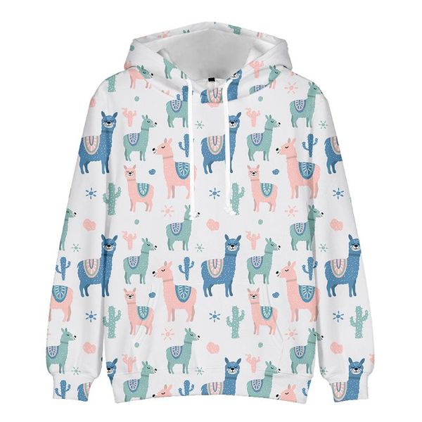 

men's hoodies & sweatshirts girl cute cartoon men women fashion loose hooded sweatshirt harajuku streetwear outwear alpaca 3d print, Black