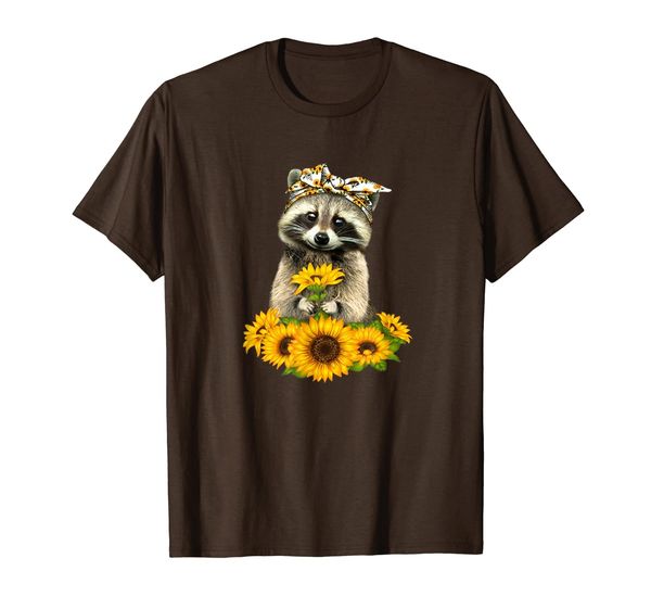 

raccoon shirt, funny raccoon sunflower gift tshirt, White;black